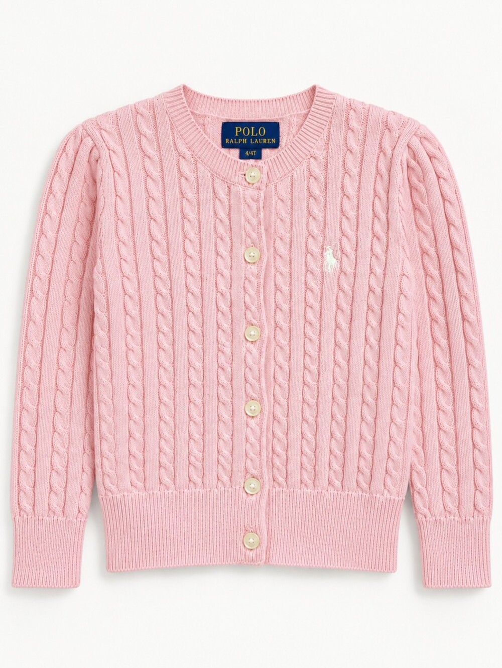 Polo Ralph Lauren Girls Pink Cable-Knit Cardigan Size 4/4T